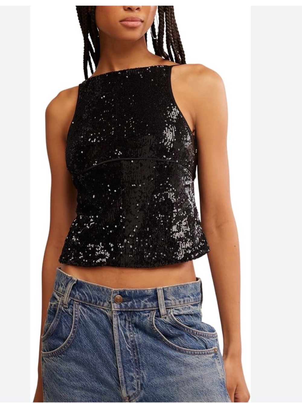 Free People James Black Sequin Tank